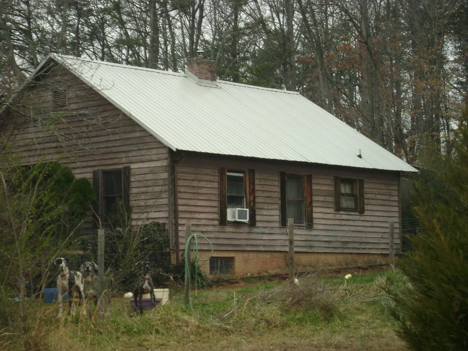 White metal roof on an old wood sided farmhouse, from a Asphalt Shingle Roof Repair job in Thompson